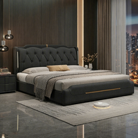 Lit de rangement moderne et luxueux JUNYUHAO, revêtement en tissu haut de gamme, mousse haute densité, cadre en pin certifié E0, taille Queen/King