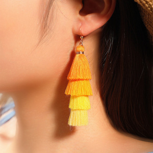 Bohemian <b>Tassel</b> <b>Earrings</b> Linen Thread Drop <b>Earrings</b> For Women Party Fashion Dangle Jewelry 2024 - Product Image 3