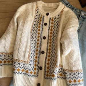 Dalang Sweater Factory Women's Knitted <b>Cardigan</b> Loose Fit Single Breasted Autumn Winter Warm Top Anti Pilling - Product Image 1
