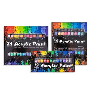 Vente en gros d'usine, modèle chinois YL016, ensemble de peinture <span class=keywords><strong>acrylique</strong></span> 12 couleurs pour étudiants en art et débutants ; fournitures de peinture DIY non toxiques 12 ml - Product Image 1