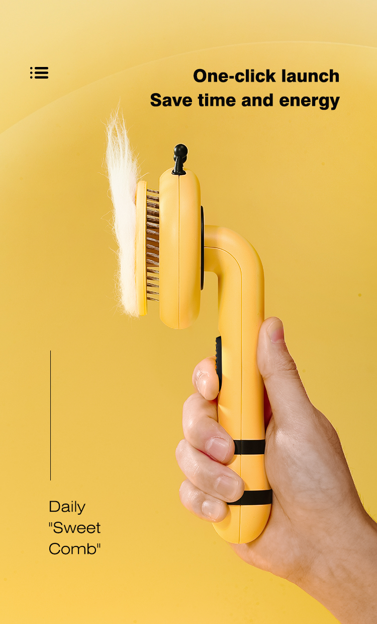 Yellow ABS Honey Bee Pet Grooming Brush Hair Cat Cleaning Comb