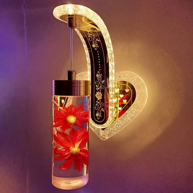 مصابيح ليلية حديثة مبتكرة وعالية الجودة لغرف النوم والسرائر والممرات الزجاجية المعدنية الذهبية المصنوعة من الزجاج والزهور للاستخدام الخارجي