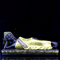 Statue de Bouddha en résine artisanale chinoise antique Fengming, noir et or, 365x100x145mm, 1,45kg, emballage cadeau, objet de collection, bouddhisme