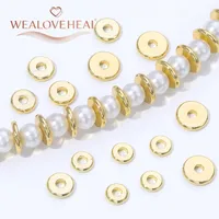 Perles d'espacement rondes en laiton plaqué or 14 carats pour la fabrication de bijoux, accessoires de bracelet DIY