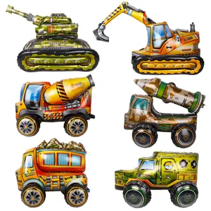 Assembles stereo automobile modelling series aluminum foil balloon agitator military vehicle tank excavator balloon wholesale