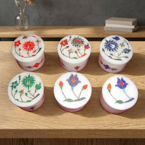 Stonecrafts International Handcrafted Luxury Marble Mother Pearl Work Modern Square Floral Pattern Lid Closure <b>Christmas</b> <b>Box</b> - Product Image 2