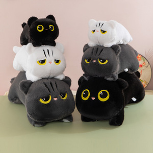 En stock, Peluche chat couché 50-90cm, en coton PP doux, coussin animal en peluche, poupée chaton pour enfants et adultes - Product Image 1