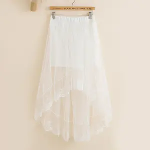 Женские Черно-Белые соблазнительные кружевные юбки из тюля, модные ассиметричные юбки, летняя юбка макси
