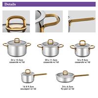 Ensemble de casseroles de cuisine en acier inoxydable sur mesure en gros, ensemble de casseroles et poêles antiadhésives, 8 pièces, ensembles de batterie de cuisine