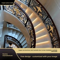 Rampe d'escalier courbée en laiton de style européen pour villa, garde-corps rotatif d'intérieur en alliage d'aluminium de luxe léger