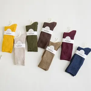 2021 fall/winter draw strip solid color pile pile hosiery cotton socks personality women's socks