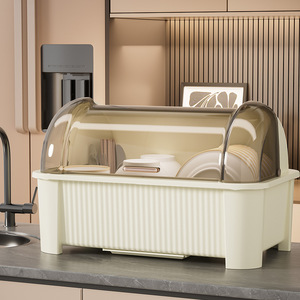 Moderno Organizador de Plástico para Cocina, a Prueba de Polvo, para Platos y Cubiertos, Escurridor de Utensilios con Bandeja de Agua Extraíble - Product Image 2