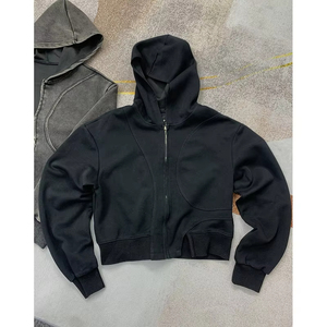 <span class=keywords><strong>OEM</strong></span> Personalizado Francês Terry Ácido Lavagem Vintage Heavyweight Alta Qualidade Algodão Duplo Zíper Hoodie Homens - Product Image 2