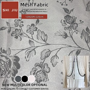 Trắng 120gsm trừu tượng hoa cách nhiệt và thoáng khí vải 100% <span class=keywords><strong>polyester</strong></span> lưới cho rèm cửa hoặc rèm vải - Product Image 1