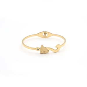 Nuovo acciaio inossidabile PVD placcato oro <span class=keywords><strong>volpe</strong></span> animale <span class=keywords><strong>bracciale</strong></span> aperto regolabile <span class=keywords><strong>con</strong></span> pietra di zircone per le donne - Product Image 1