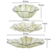 Haute qualité Unique mariage feuille de lotus forme cristal couleur décor écologique verre à manger assiette de fruits bols de service