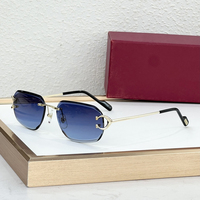 Lunettes de soleil de luxe carrées de créateur, sans monture, avec verres taillés en diamant et protection UV400, verres dégradés