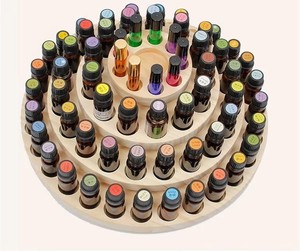 Support de présentation rond pour huiles essentielles, organisateur en bois de pin, à trois ou quatre niveaux, rotatif, pour rangement - Product Image 2