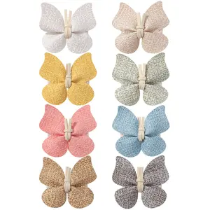 2024 New PU Leder handgemachte Schmetterling Haarnadel Retro-Stil Prinzessin Haars pangen Haarnadel Baby Haars pangen Kopf bedeckung Haarschmuck