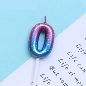 Rosa Azul Púrpura Ins viento fiesta de cumpleaños pastel brillo número 0-9 <span class=keywords><strong>velas</strong></span> Galaxy gradiente vela decoración - Product Image 3