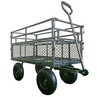 Chariot de jardin extérieur en acier robuste d'une capacité de 900 lb Chariot de jardin à benne basculante Chariot de jardin à mailles pour pelouse et cour