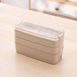<b>Compartment</b> <b>Lunch</b> <b>Box</b> Plastic Portable Lunchbox Students Office Bento <b>Box</b> Microwave Food Containers with Chopsticks and Spoon - Product Image 4