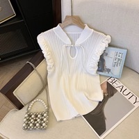 Pulls sans manches décontractés et respirants pour femmes, style tendance, col cranté, confortables, anti-boulochage, couleur unie, vente en gros