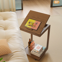 Table d'appoint pliable en forme de C réglable, table de chevet/table basse mobile avec roulettes pour salon, design minimaliste