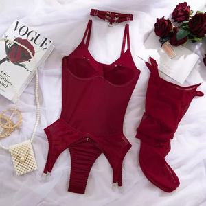 Nouvelle <span class=keywords><strong>Lingerie</strong></span> Teddy Élégante <span class=keywords><strong>et</strong></span> <span class=keywords><strong>Sexy</strong></span> pour Femme, Rouge, en Dentelle Respirante, Polyester/Spandex, Idéale pour la Saint-Valentin - Product Image 6