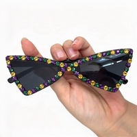 Accessoires de carnaval pour femmes Mardi Gras, lunettes de soleil en strass jaunes, verts et violets