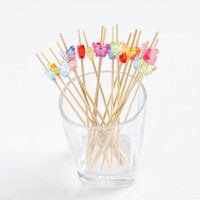 Piques décoratives en bambou papillon multicolores pour les fêtes d'anniversaire et de baby shower