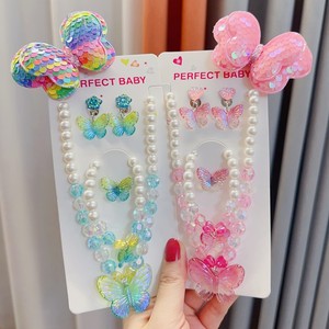 Conjunto de joyería de mariposa bonita para niños, anillo de mariposa colorido, pendiente, pulsera, Gargantilla con cuentas, collar, conjunto de princesa para mi hija - Product Image 5