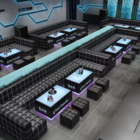 Ensemble de canapés de bar KTV personnalisés avec tables lumineuses LED, salles privées complètes, meubles commerciaux en forme de U et en forme de L éclairés