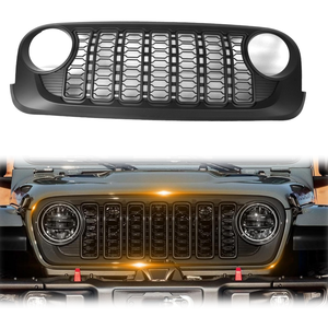 LUFENG Pare-chocs avant pour <span class=keywords><strong>JEEP</strong></span> <span class=keywords><strong>Wrangler</strong></span> 2007-2017 JK à 2024 JL Conversion de calandre, JK Old to New Modified Grille, Matte Black - Product Image 1
