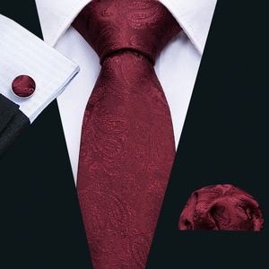 <span class=keywords><strong>Cravate</strong></span> pour hommes, livraison gratuite, Logo personnalisé, motif Floral, rayures Paisley, en soie, rouge, vente en gros, - Product Image 2