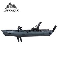 Kayak modulaire LSF 1 personne 2,75 m, bateau de pêche avec pédales à aileron, stable et prêt à la dérive, en HDPE durable pour la mer et les sports de plein air