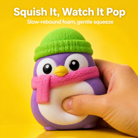 Ensemble de 6 jouets Squishy Pingouin Kawaii en mousse à rebond lent, style écharpe tricotée, pour décoration de bureau et étagère, cadeau