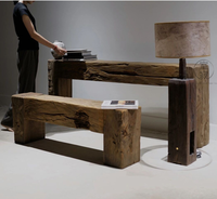 Banc console en bois massif artisanal Wabi-sabi, style rétro, utilisation polyvalente multi-scènes, banc géométrique en bois massif