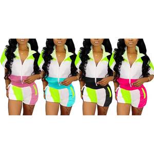 Conjunto Deportivo de 2 Piezas Personalizado para Mujer 2026, Top Corto de Manga Corta, Rosa y Verde, Ligero, para Verano - Product Image 2