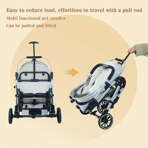JXB 4-Rad Faltbarer Aluminium Tragbarer Komfortabler Leichter Haustier-Reisetrolley <span class=keywords><strong>Jogger</strong></span>-Kinderwagen mit Aufbewahrungskorb für - Product Image 6