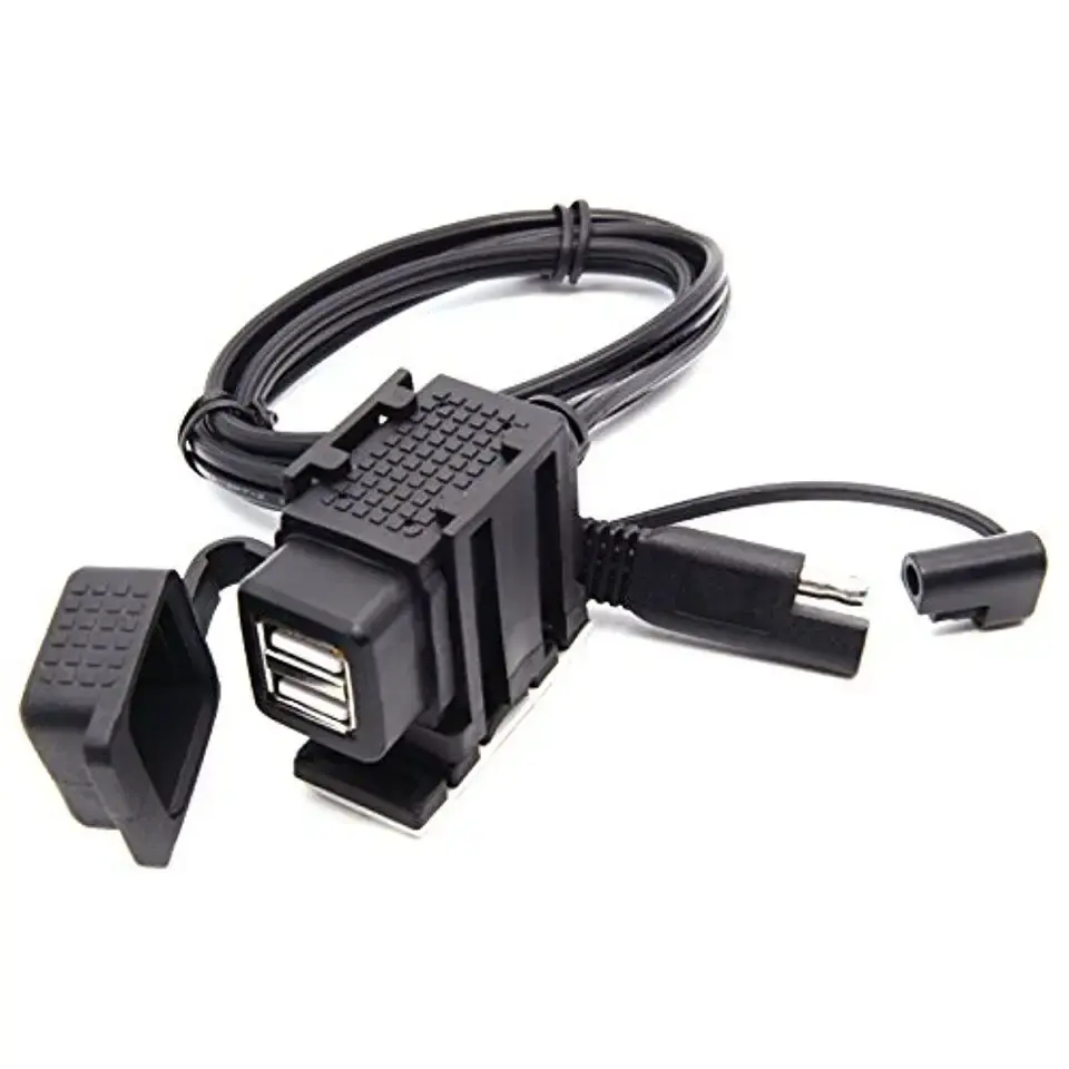 Uzatma kablosu 1M ile usb 12V motosiklet USB şarj aleti SAE