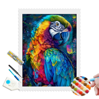 Kit de Broderie Diamant 5D pour Adultes - Points Carrés Classiques, Tissu Imprimé à Coller, Motif Hiboux et Oiseaux, Bricolage Artistique