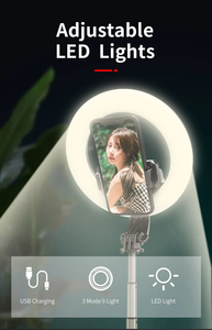 L07 pour Trépied Perche à Selfie avec Anneau Lumineux LED 5 Pouces, Batterie 1200mAh en Aluminium, Compatible Android+IOS pour Mobiles 4"-6.2" - Product Image 3