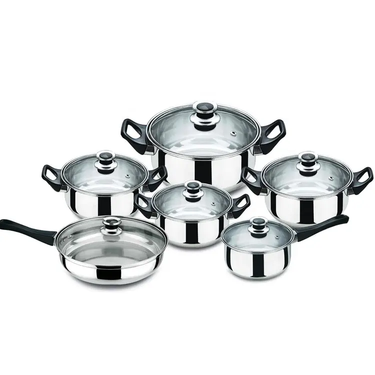 Kitchen Set Cookware Kitchen 12pcs German Cookware Set Nonstick Cooking Pot Stainless Steel Cooking Pots And Pans Cookware Set With Glass Lid