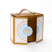 Boîte cadeau portable en papier à double porte avec logo personnalisé, doublure éponge écologique réutilisable, pour l'emballage alimentaire des gâteaux de lune