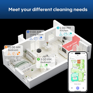 Aspirateur <span class=keywords><strong>robot</strong></span> Bagotte Mop Combo 5000Pa, nettoyage humide/sec, contrôlé par application, pour usage domestique, hôtelier, sols durs, tapis et poils d'animaux - Product Image 6
