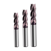Fraise à queue carrée en carbure de tungstène à 4 cannelures, revêtement AITiN, haute précision 65HRC, hélice 35°, pour usinage CNC, en stock