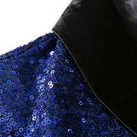 Veste de costume à paillettes à un bouton pour hommes, veste de costume à revers, col en V, danse, fête jeunesse, printemps-automne
