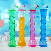 Gobelet en plastique coloré pour slush, best-seller, long gobelet en plastique pour bière avec paille