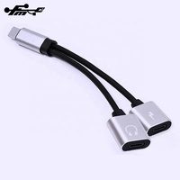 Adaptor kabel Earphone adaptor Audio Shenzhen PVC 2 in 1 untuk Iphone Headphone adaptor Tecno ponsel standar tas OPP atau kotak FMC